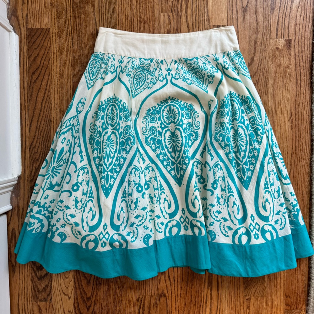 Anthropologie Edme & Esyllte | Womens Skirt | Size 0 | Full Lined Teal Floral